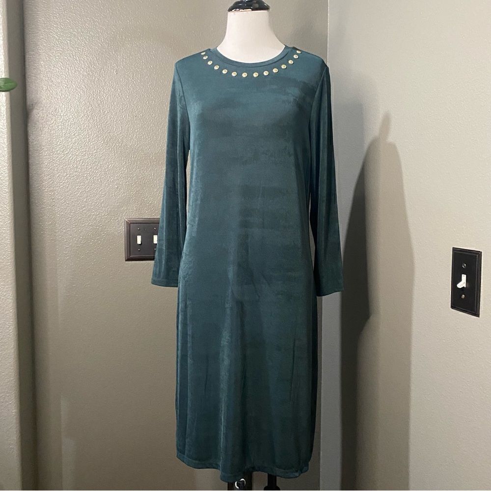 Michael Kors Hunter Green Slinky Fabric Long Sleeve Mini Dress